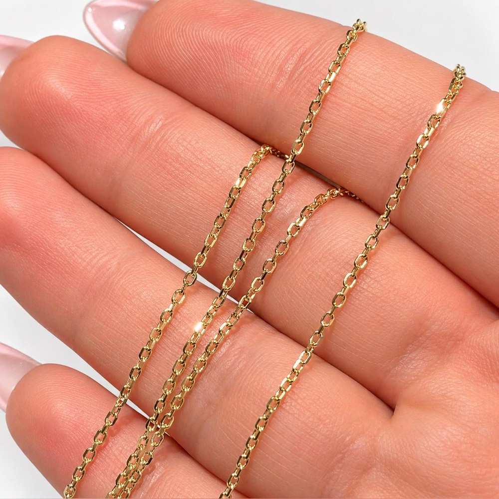 10K Real Yellow Gold 1.5MM Biker Chain Necklace 18”
